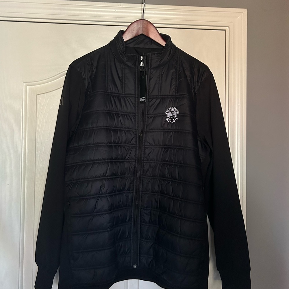 Straight Down Black Quilted Patton Jacket with Stand-Up Collar (Men’s)